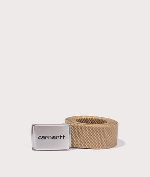 Carhartt WIP Clip Belt in Leather Brown . Roll shot at EQVVS