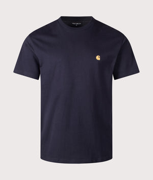 Carhartt WIP Relaxed Fit Chase T-Shirt in Dak Navy. Front Shot at EQVVS.