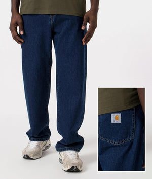 Carhartt WIP Relaxed Fit Landon Jeans in Blue Stone Wash Front and Detail at EQVVS