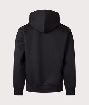 Loose Fit Carhartt WIP Relaxed Fit Carhartt Hoodie in Black with White Logo for men at EQVVS Back Shot