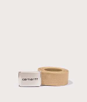 Carhartt WIP Chrome Buckle Belt - Dusty H Brown. Shot at EQVVS. 