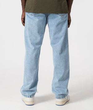 Relaxed Fit Landon Jeans in Blue by Carhartt. EQVVS Back Model Shot.