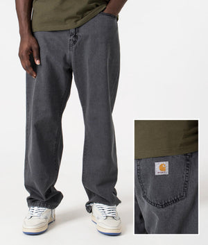 Relaxed Fit Landon Jeans in Black by Carhartt. EQVVS Model and Detail Shot.