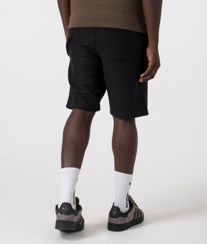 Carhartt WIP American Script Sweat Shorts in Black. Shot at EQVVS. Back shot. 