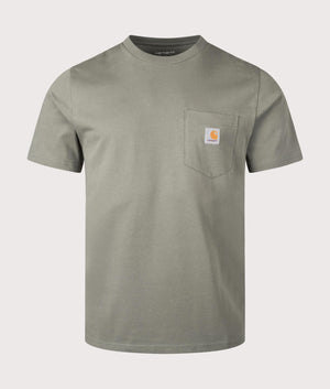 Carhartt WIP Pocket T-Shirt in Smoke Green at EQVVS. Front Shot.