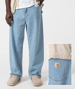 Relaxed Fit Brandon Jeans in Blue by Carhartt WIP. EQVVS Front and Detail Shot.