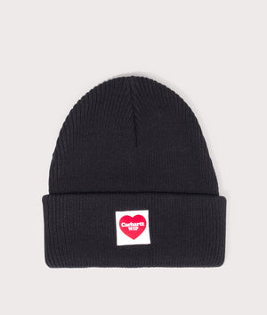 Heart-Beanie-Black-Carhartt-WIP-EQVVS-Front-Image