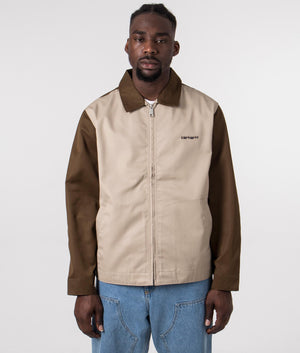 Module Script Jacket in Lumber by Carhartt WIP. EQVVS Front Angle Shot.