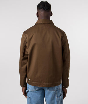 Module Script Jacket in Lumber by Carhartt WIP. EQVVS Back Angle Shot.