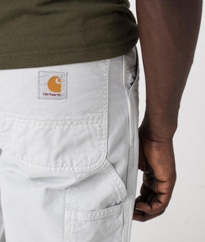 Relaxed Fit Single Knee Pants in Sonic Silver by Carhartt WIP. EQVVS Detail Shot.