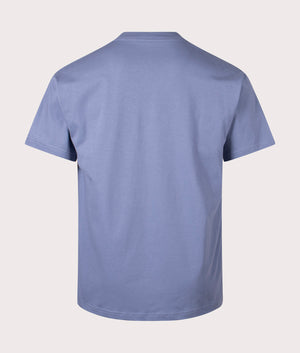 Carhartt WIP Relaxed Fit Diagram Script T-Shirt in Bay Blue. Back angle shot at EQVVS.