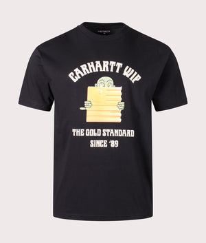 Relaxed Fit Gold Standard T-Shirt in Black by Carhartt WIP. EQVVS Front Angle Shot.