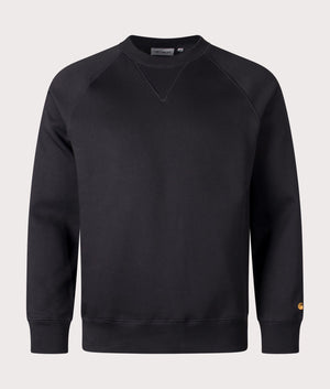 Carhartt WIP Chase Sweatshirt in Black/Gold. Front angle shot at EQVVS.