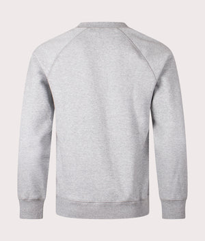 Carhartt WIP Chase Sweatshirt in Grey Heather/Gold. Back angle shot at EQVVS.