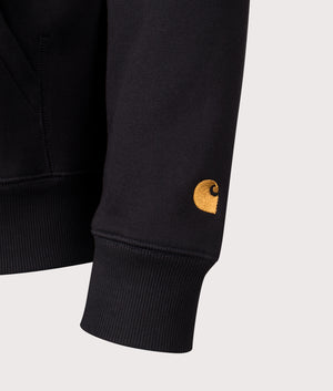 Carhartt WIP Chase Hoodie in Black. Shot at EQVVS.  Detail shot. 