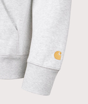 Carhartt WIP Chase Hoodie in Ash Heather. EQVVS Detail Shot.