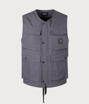 Carhartt WIP Balto Vest in Graphite. Front angle shot at EQVVS.