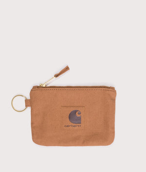 Carhartt WIP Artificial Suede Zip Wallet in Hamilton Brown. Front Shot at EQVVS.