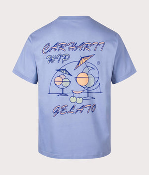 Relaxed Fit Gelato T-Shirt in Charm Blue by Carhartt WIP. EQVVS Back Angle Shot.