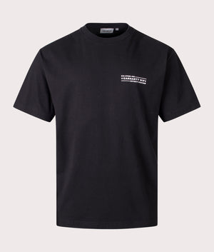 Carhartt WIP Relaxed Fit Stamp T-Shirt in Black. Front angle shot at EQVVS.