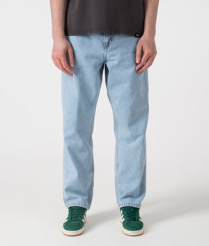 Carhartt WIP Single Knee Pants in Blue. Shot at EQVVS. Front shot. 