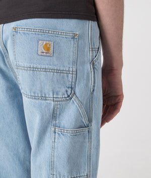 Carhartt WIP Single Knee Pants in Blue. Shot at EQVVS.  Detail shot. 