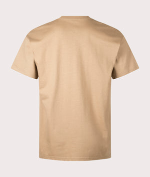 Carhartt WIP Relaxed Fit Chase T-Shirt in Peanut/Gold. Back angle shot at EQVVS.