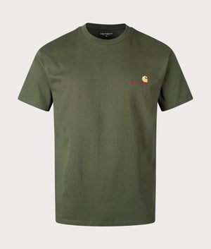 Relaxed Fit American Script T-Shirt in Tarragon by Carhartt WIP. EQVVS Shot. 