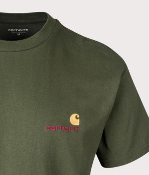 Relaxed Fit American Script T-Shirt in Tarragon by Carhartt WIP. EQVVS Shot.