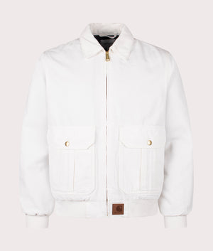 Carhartt WIP Stanton Jacket in Wax White, 100% Cotton. EQVVS Front Shot