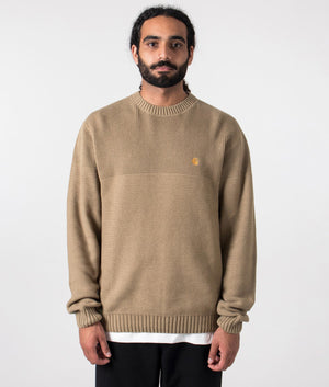 Chane Jumper Carhartt WIP in Leather/Gold, shot at EQVVS. Front shot. 