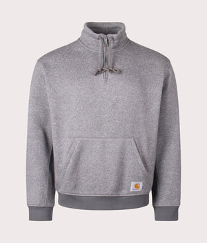 Carhartt WIP Luther Half-zip in Misty Heather Grey at EQVVS. Front Shot. 