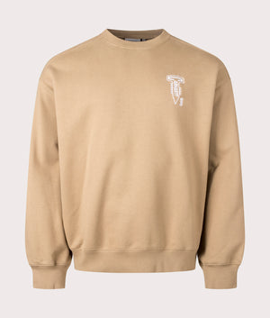 Carhartt WIP Oversized Cross Screw Sweatshirt in Peanut, 100% cotton at EQVVS. Front shot. 