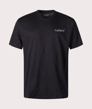 Carhartt Relaxed Fit Fold Duck T-Shirt in Black, 100% Organic Cotton. At EQVVS Menswear. Front detail shot 