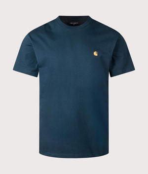 Carhartt WIP S/S Chase T-Shirt in Duck Blue. EQVVS Front Shot.