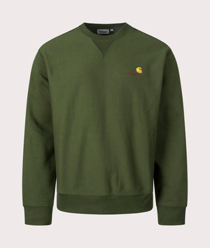 Carhartt Relaxed Fit American Script Sweatshirt at EQVVS. Front Shot. 