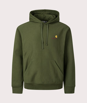 Relaxed Fit American Script Sweatshirt in Tarragon Green by Carhartt WIP. Front Shot at EQVVS.