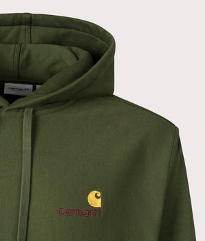 Relaxed Fit American Script Sweatshirt in Tarragon Green by Carhartt WIP. Detail Shot at EQVVS.