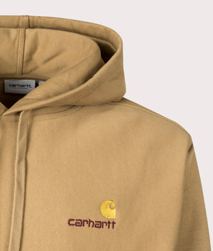 Relaxed Fit American Script Sweatshirt in Peanut Brown by Carhartt WIP. Detail Shot at EQVVS.