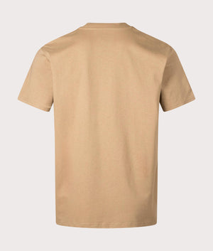 CArhartt WIP Relaxed Fit American Script T-Shirt in Peanut. Back angle shot at EQVVS.