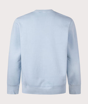 Carhartt WIP Relaxed Fit Duster Script Sweatshirt in Misty Sky. Back angle shot at EQVVS.