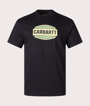 Press Script T-Shirt in Black by Carhartt WIP. EQVVS Front Angle Shot.