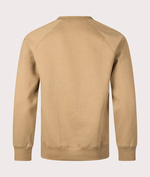 Carhartt WIP Chase Sweatshirt in Peanut/Gold. Back angle shot at EQVVS.