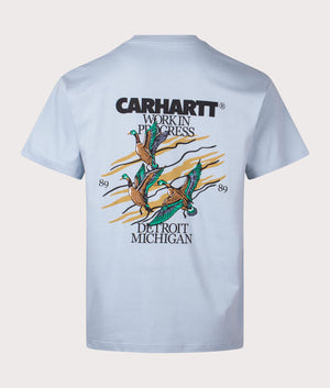 Relaxed Fit Ducks T-Shirt in Misty Sky by Carhartt WIP. EQVVS Back Angle Shot.