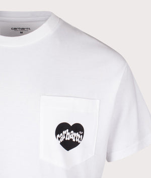 Relaxed Fit Amour Pocket T-Shirt in White by Carhartt WIP. EQVVS Detail Shot.