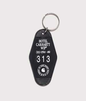 Carhartt WIP Hotel Keys Keychain In Black/White at EQVVS menswear front shot