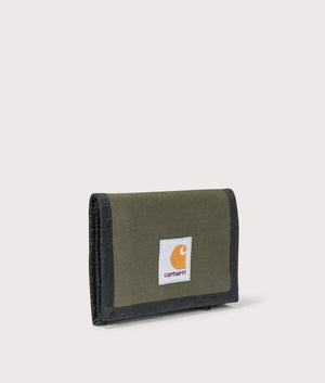 Carhartt WIP Alec Wallet in Office Green. EQVVS Angle Shot.