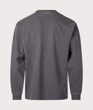 Carhartt WIP Relaxed Fit Long Sleeved Vista T-Shirt in Graphite Grey, 100% Jersey Cotton. Back Front Shot at EQVVS.