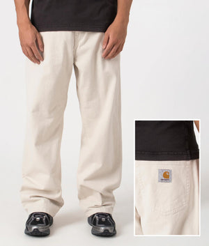 Landon Pants in Moonbeam by Carhartt WIP. Shot at EQVVS, front and detail shot. 