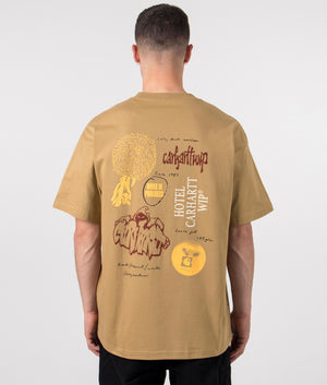 Carhartt WIP Relaxed Fit Archivo T-Shirt in Peanut. Back angle model shot at EQVVS.